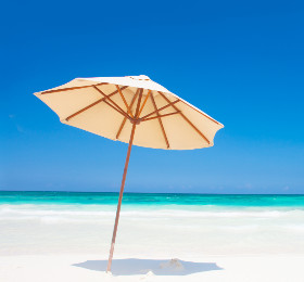 beach and umbrella